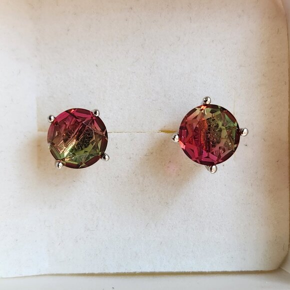 Estate Jewelry - NIB 6mm 925 Silver 6mm Watermelon Tourmaline Stud Earrings